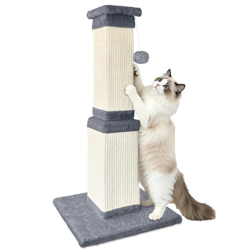 Cat Scratching Post, 32 Inch Cat Scratching Posts for Large Cats, Scratching Posts for Indoor Cats Adults, Cat Scratch Post with Nature Sisal, Light Gray - color: Light Gray