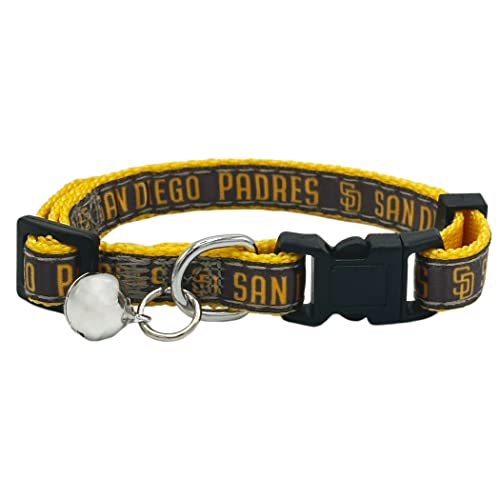 Pets First MLB Cat Collar San Diego Padres Satin Baseball Team Collar for Dogs & Cats. A Shiny & Colorful Cat Collar with Ringing Bell Pendant - color: San Diego Padres