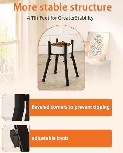 Raised Dog Bowl Stand for Large Dogs Adjustable Elevated Dog Bowl Fits 6-10" Bowls, Height Adjustable to 7.5-15" Tall,Single Food and Water Stand Feeder(Bowl not Included)