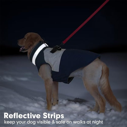 Dog Jacket Waterproof Winter Coat for Small Dogs, Warm Fleece Vest with Reflective Strips & Built-in Harness, Windproof Back Zipper, Navy S - color: Navy, size: Small