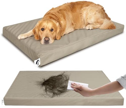 Waterproof Dog Bed for Crate Pad, Leather Pet Mat with Wipeable Removable Cover, Large Size Crate Mat - color: brown, size: 46"L x 28"W x 3"Th