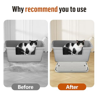 Large Cat Litter Box Step Mat, 16.5"x11.2" Cat Ramp Stairs, Cat Litter Catcher for Self-Cleaning Litter Box, Cats Pedal Step Stool Ideal for Kitten & Older Cats (Light Grey) - color: Light Grey Large