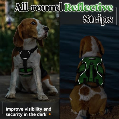 rabbitgoo Escape Proof Dog Harness, Soft Padded Full Body Pet Harness, Reflective Adjustable No Pull Vest with Lift Handle and Lesh Clip for Large Dogs Walking Hiking Training, S, Green - color: Green, size: Small (Pack of 1)