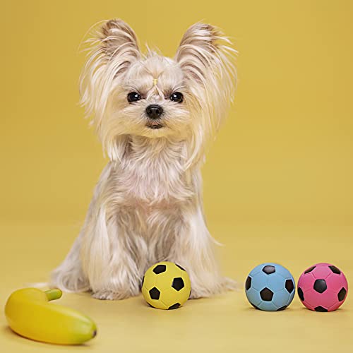 Squeaky Dog Ball, Soft Latex Rubber Squeaky Dog Toys for Small Dogs Puppies, Cute Bounce Squeak Toys Play Fetch Soccer Ball - color: 2.0″ Soccer ball - 3 Pack, size: Small