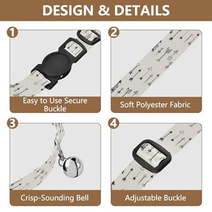 Arrows Beige Adjustable Buckle Kitten Collars 2 Pack Pet Collars for Cats - color: Arrows Beige
