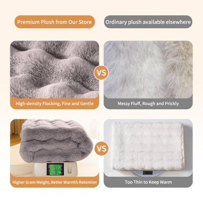 Pet Blanket, Reversible Sherpa & Bubble Fleece Pet Throw, Ultra-Soft Plush for Cats & Small Dogs, Machine Washable, Anti-Static, Warm & Cozy,28"×22" Inch Gray - color: Gray, size: 28"L x 22"W Inches