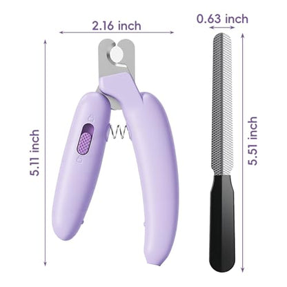 Dog Nail Clippers,Dog Nail Trimmers for Small Medium Dogs and Cats - Professional Grooming Tool with Safety Lock, Sharp Stainless Steel Blade Prevents Splitting, Includes Nail File (Purple-mini) - size: Purple-mini
