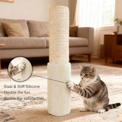 4 Pcs M8 Cat Scratching Post Replacement with Screws, 15.7×3.9-Inch Upgraded Natural Sisal and Soft-Spiked Cat Tree Replacement Parts, for Cat Tower Furniture - color: M8+White02