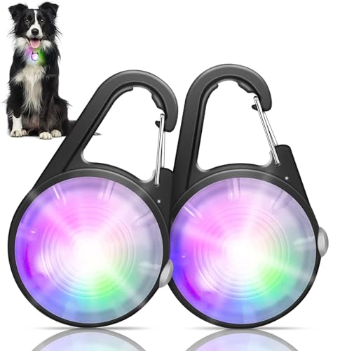 Dog Collar Light, 4 Modes Dog Lights for Night Walking, Rechargeable LED Pet Collar Light for Nighttime Clip on, IP68 Waterproof Pet Walking Accessories-2 Pack(Black) - color: Black