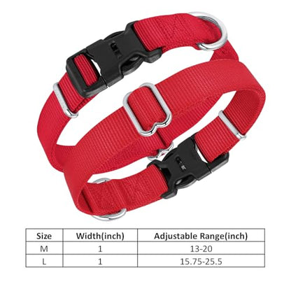 Mikivery Nylon Dog Collar with Quick Release Buckle Soft Adjustable Sturdy for Small Medium Large Dogs Red,M - color: Red, size: M：13"-20"