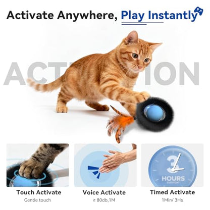 Interactive Cat Toy with Motion Activated Ball & 7-Hole Play Mat, Hide and Seek Exercise Game for Indoor Cats, Automatic Moving Cat Ball in Pouch, Rechargeable Kitten Toys (Starry Night) - color: Starry Night