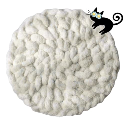 Cat Knitted Bed Mat, Extra-Soft Washable Warm Round Pads Cushions for Indoor Kittens, Cat Trees Towers, Perfect for Kneading and Sleeping (White,Large) - color: white, size: Large