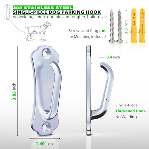 Stainless Steel Dog Tie-Out Hook,Heavy Duty Wall Mounted Leash&Chain Anchor,Rust-Proof for Yard&Patio,Secure Dog Parking System for All Size Dogs - size: Large