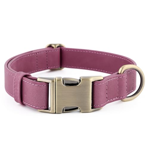 Plutus Pet Genuine Leather Dog Collar – Adjustable Pet Collar with Quick Release Metal Buckle, Soft Real Leather for Small Medium Large Dogs, Heavy Duty & Skin-Friendly (Purple, XS) - color: Purple, size: XS