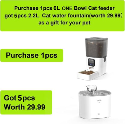 Automatic Cat Feeder 6L,Timed Cat Feeders for Dry Food, 2.4G WiFi Pet Feeder with APP Control for Remote Feeding,Automatic Dog Food Dispenser with Alexa,1-10 Meals Per Day for Dog - size: WIFI Pet Feeder