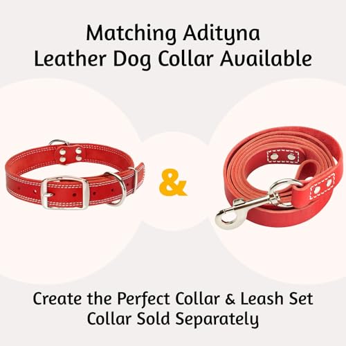 ADITYNA Heavy Duty Leather Dog Leash 6 ft x 1" - Strong, Soft Training Lead for Large & Extra Large Breeds (Red, XL - 6 ft x 1 inch) - color: Red, size: XL - 6 ft x 1 inch