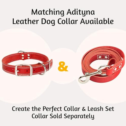 ADITYNA Heavy Duty Leather Dog Leash 6 ft x 1" - Strong, Soft Training Lead for Large & Extra Large Breeds (Red, XL - 6 ft x 1 inch) - color: Red, size: XL - 6 ft x 1 inch