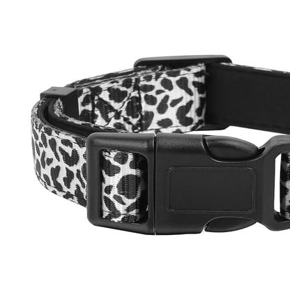 Reflective Dog Collar, Adjustable Soft Neoprene Padded Nylon Pet Collars with Buckle for Puppy and Small Dogs, Cats, Black White Cow,S - color: Black White Cow, size: Small