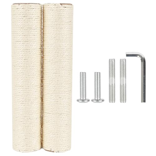 7.4cm 2.91in Diameter Cat Tree Scratching Post Replacement Sisal Pole Parts for Cat Tower (M10, 13.78in/35cm) - color: 13.78in/35cm, size: M10*2posts