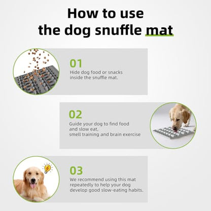 Snuffle Mat for Dogs, Silicone Snuffle Mat Dog Feeding Mat Slow Feeder, Encourages Natural Foraging Dog Sniff Mat, Stress Relief, Smell Training, Digging Toys for All Breed Dogs (Grey) - color: Grey