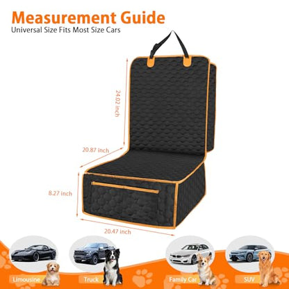 1 Pack Front Seat Car Cover, Waterproof Dog Car Seat Cover, Non-Slip & Scratch-Proof, Pet Car Seat Protector with Side Flaps and Storage Pocket, Car Seat Cover for Most Cars, Trucks and SUVs - size: Pack of 1