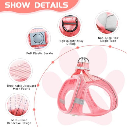 Soft Mesh Dog Harness and Leash Set, No Pull Puppy Harness and Leash Set, Reflective Step in Harness for Small Medium Dogs, Easy Walk Escape Proof Vest Harnesses (Pink, S) - color: Pink, size: S