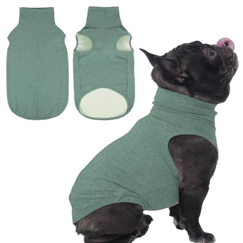 IECOii Small Dog Sweater,Stretch Fleece Vest - Green, Medium,Warm Pullover for Winter Spring Fall, Soft & Lightweight Dog Sweatshirt Indoor Outdoor Clothes,Turtleneck for Small Medium Dogs Girl Boy - color: Green, size: Medium