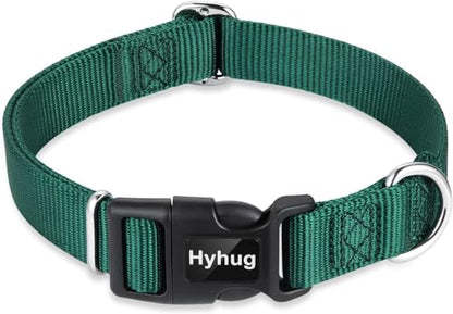 Small Dog Collar Quick-Release Green| Heavy-Duty Nylon Puppy Collar, Adjustable & Durable Pet Supplies for Boy & Girl Dogs (Small, Dark Green) - color: Dark Green, size: Small