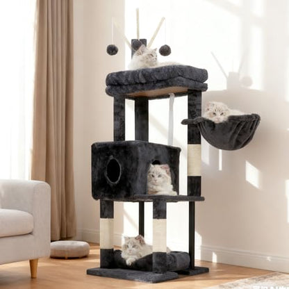 Heybly Cat Tree， HCT202SG - color: Smoky Gray, size: 45.3 inch