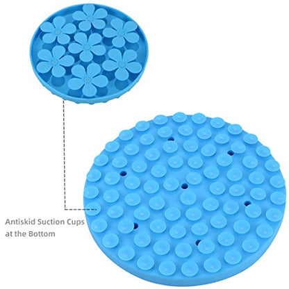 Slow Feeder,Cat Help Slow Down Eating Speed Cut Flower Silicone Rubber Cute Slow Feeder for Puppy/Cat/Dog (Blue) - color: Blue