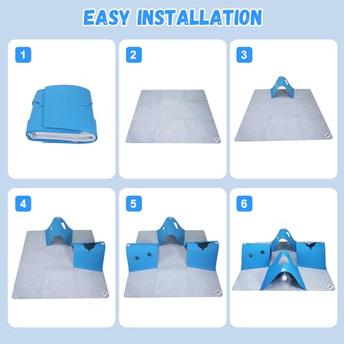 35.4" Large Interactive Felt Cat Activity Play Mat – Ripple Style Hide & Seek Tunnel with Hanging Ball, Foldable Snuffle Mat for Indoor Cats, Kittens, Rabbits, Small Pets, Blue - color: Grey-Blue
