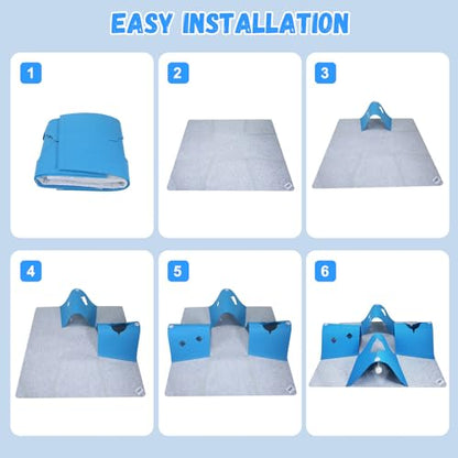 35.4" Large Interactive Felt Cat Activity Play Mat – Ripple Style Hide & Seek Tunnel with Hanging Ball, Foldable Snuffle Mat for Indoor Cats, Kittens, Rabbits, Small Pets, Blue - color: Grey-Blue