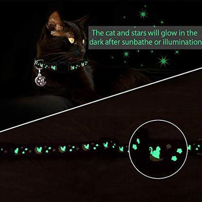 Baeuppit 2Pcs Breakaway Cats Collars Cat Collars for Boy & Girl Cats Adjustable Kitten Collars with Bell,Black+Tangerine - color: Black+Tangerine, size: 7.0-10.7''