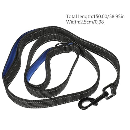 Balacoo Adjustable Double Handle Dog Leash, Traffic Control Pet Lead Rope with Comfortable Non-Chafing Soft Grip, Sturdy Grey and Blue Walking Leash for Puppy Training and Dog Walking