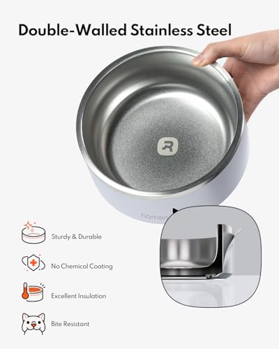 Homerunpet Double Wall Stainless Steel Dog Bowls, Non-Slip Base, Dishwasher Safe, Durable Pet Food & Water Bowl for Dogs & Cats(32oz, Steel Blue) - color: Steel Blue