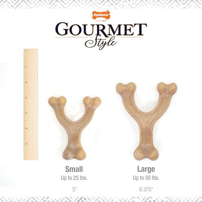 Nylabone Gourmet Style Wishbone Strong Chew Toy for Dogs, Chicken Flavor, Small - Up to 25 lbs, 1 Count - size: Small