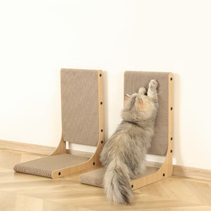 Zakkart 2-Pack Cat Scratching Board, 19.7'' Tall Cardboard L Shape Vertical Cat Scratchers for Indoor Cats, Cat Scratching Post for Wall and Couch, Medium - size: Medium 2PC (19.7'' tall)