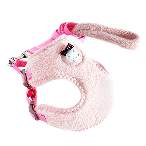 La La Pet® Cute Small Dog Harness with Velvet Leash Mesh Padded Vest Harness for Walking Small Medium Dogs and Cats (Pink, S) - color: Pink, size: S