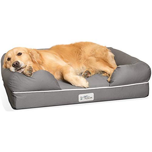 PetFusion Ultimate Dog Bed, Orthopedic Memory Foam, Multiple Sizes and Colors, Medium Firmness Pillow, Waterproof Liner, YKK Zippers, Breathable 35% Cotton Cover - color: Slate Grey, size: Large (36x28")