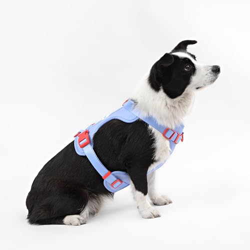 HNS1003E Arlo Large Adjustable Soft Padded No Pull Pet Harness with 3 Buckles and 3 Leash Clips, Sangria - color: Periwinkle, size: Large (Chest: 24 - 37")