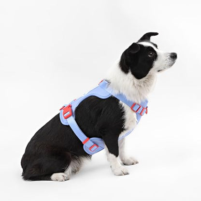 HNS1003E Arlo Large Adjustable Soft Padded No Pull Pet Harness with 3 Buckles and 3 Leash Clips, Sangria - color: Periwinkle, size: Large (Chest: 24 - 37")