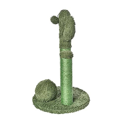Amazon Basics Cat Scratching Post, Indoor Cactus Triple Posts for Cats & Kittens with Dangling Ball, Large, 27"H, Green - size: Large - 27" H