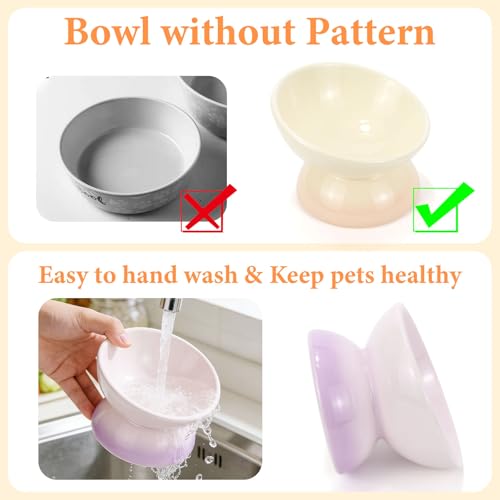 Elevated Cat Food Bowl 4 Pack 5 Oz Ceramic Raised Tilted Water Dishes, 15° Tilt Anti Vomiting, Protect Pets' Spines Bowls for Small Dog, Fat Faced Cat, Kitten