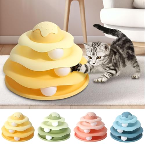 Cat Ball Track Toy, Cat Ball Tower, Multi-Level Design Cat Ball Track Toy, 3 in 1 Automatic Interactive Kitten Toy, Easy to Disassemble, Easy to Clean, Meet Your Cat's Exercise Needs (Pink) - color: Pink
