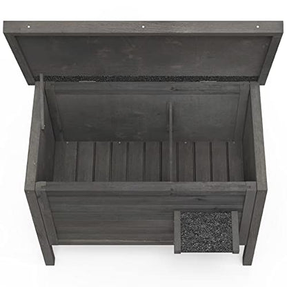 GDLF Outdoor Cat House Feral Cat Enclosure 100% Insulated All-Round Foam Weatherproof Solid Wood Large Size for Multiple Felines 34.5" L*21.5" W*27.2" H - style: Feral Cat Shelter