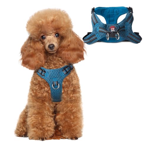 BARKBAY Dog Harness, Reflective Adjustable Puppy No Pull Harness, Breathable Soft, X-Small, Blue/Black - color: Blue/Black, size: X-Small