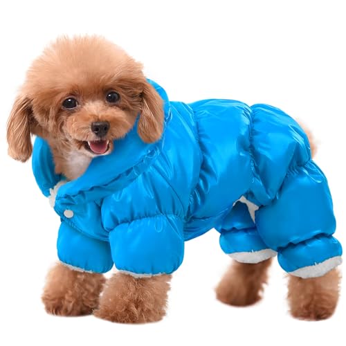 AOFITEE Dog Coat, Warm Dog Jacket, Fullbody Winter Coat Snowsuit for Dogs, Waterproof Puppy Puffer Jacket Snow Coats with Legs, Pet Fleece Vest, Cold Weather Coats for Small Dogs, Medium - color: Lake Blue, size: Medium
