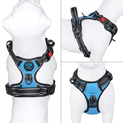 PHOEPET No Pull Dog Harnesses for Small Dogs Reflective Adjustable Front Clip Vest with Handle 2 Metal Rings 3 Buckles [Easy to Put on & Take Off](XS, Blue) - color: Blue, size: Extra Small