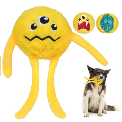 Fida Dog Chew Toys for Aggressive Chewers(3in1), Squeaky Dog Toys for Large Dogs, Interactive Dog Toys to Keep Them Busy, Dog Ball for Small, Medium and Large Dogs(Yellow) - color: Yellow