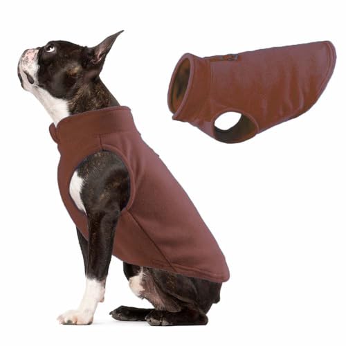 JACKO & CO - Fleece Vest Dog Sweater with Leash Ring - Soft, Warm & Lightweight Pullover Coat for Small & Medium Dogs, Puppies & Cats - Cozy Fall/Winter/Spring Pet Jacket (Chocolate Brown, XS (2-4lbs) - color: Chocolate Brown, size: XS (2-4lbs)